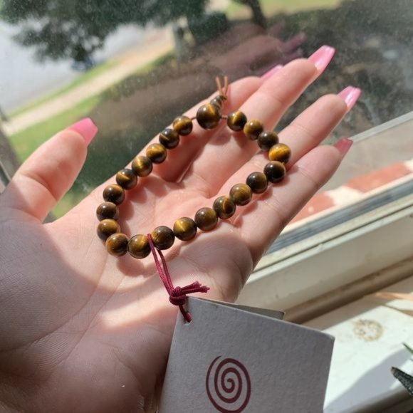 Vintage Avon Power Bead Bracelet Tigers Eye Round Ball 2000 - Picture 4 of 8